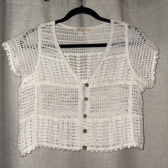 Rebellion White Crochet Women's Blouse - Picture 2 of 7